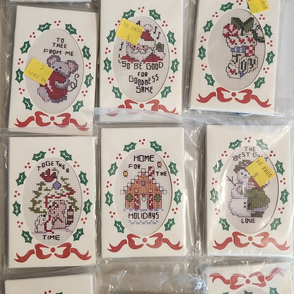 Vintage Cross Stitch Ornament Set Of 12 by Fanci Folds by Three Needles